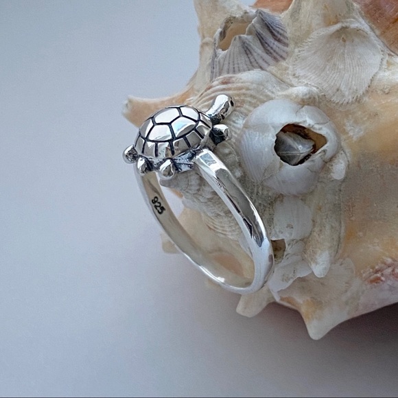 Sterling Silver Sea Turtle Ring, Silver Rings, Animal Ring, Beach, Ocean - Picture 2 of 12